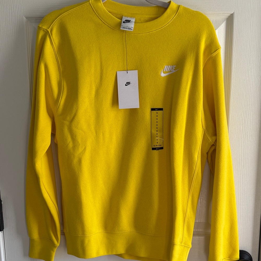 Nike Men's Bright Yellow Crewneck Sweater